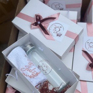 Plain glass bottle and facetowel (customized and packaged)