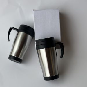 Inside plastic outside stainless steel travel mug